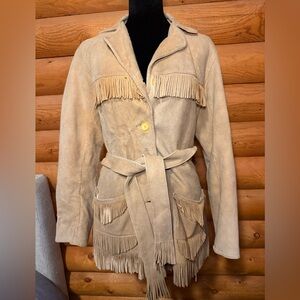 Women's vintage Tan Fringe Jacket
